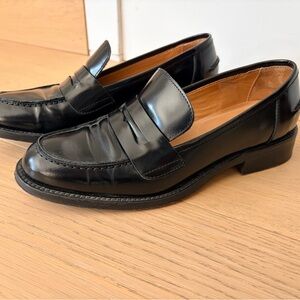 M. Gemi Black Leather Penny Loafers
